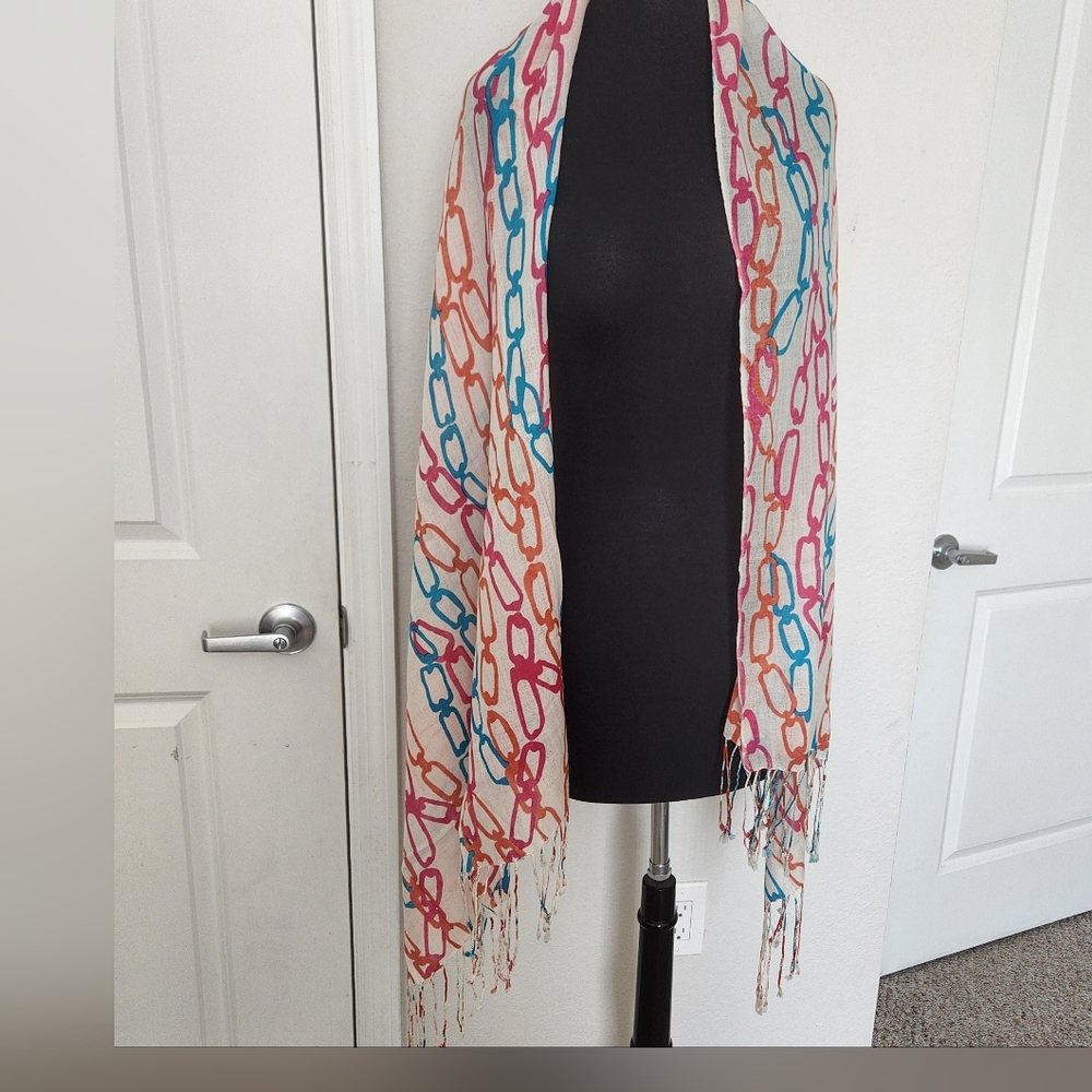 J. McLaughlin Multicolor Chain Print Scarf